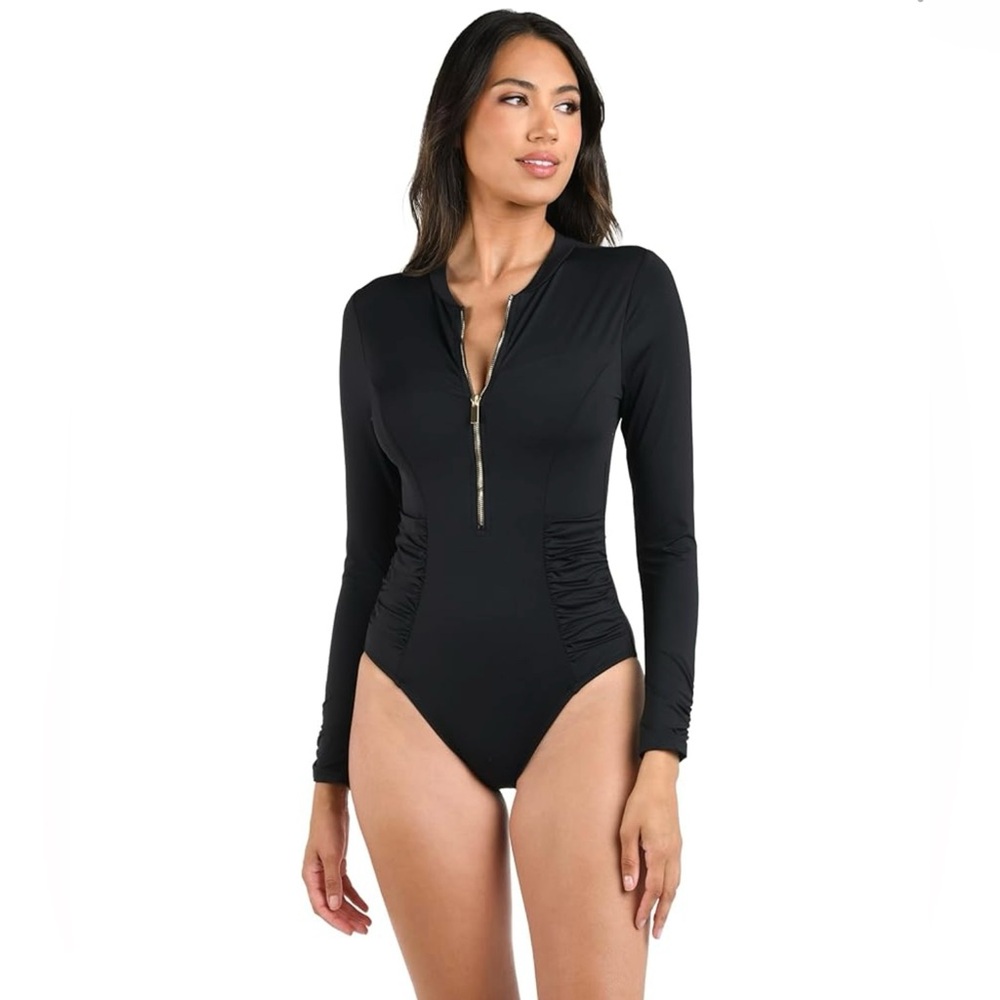 La Blanca Black Long Sleeve One Piece Swimsuit Paddlesuit XL